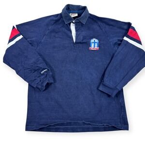 Barbarian Shirt Men's XL Navy Blue Rugby Polo Saint Andre Crest Long Sleeve